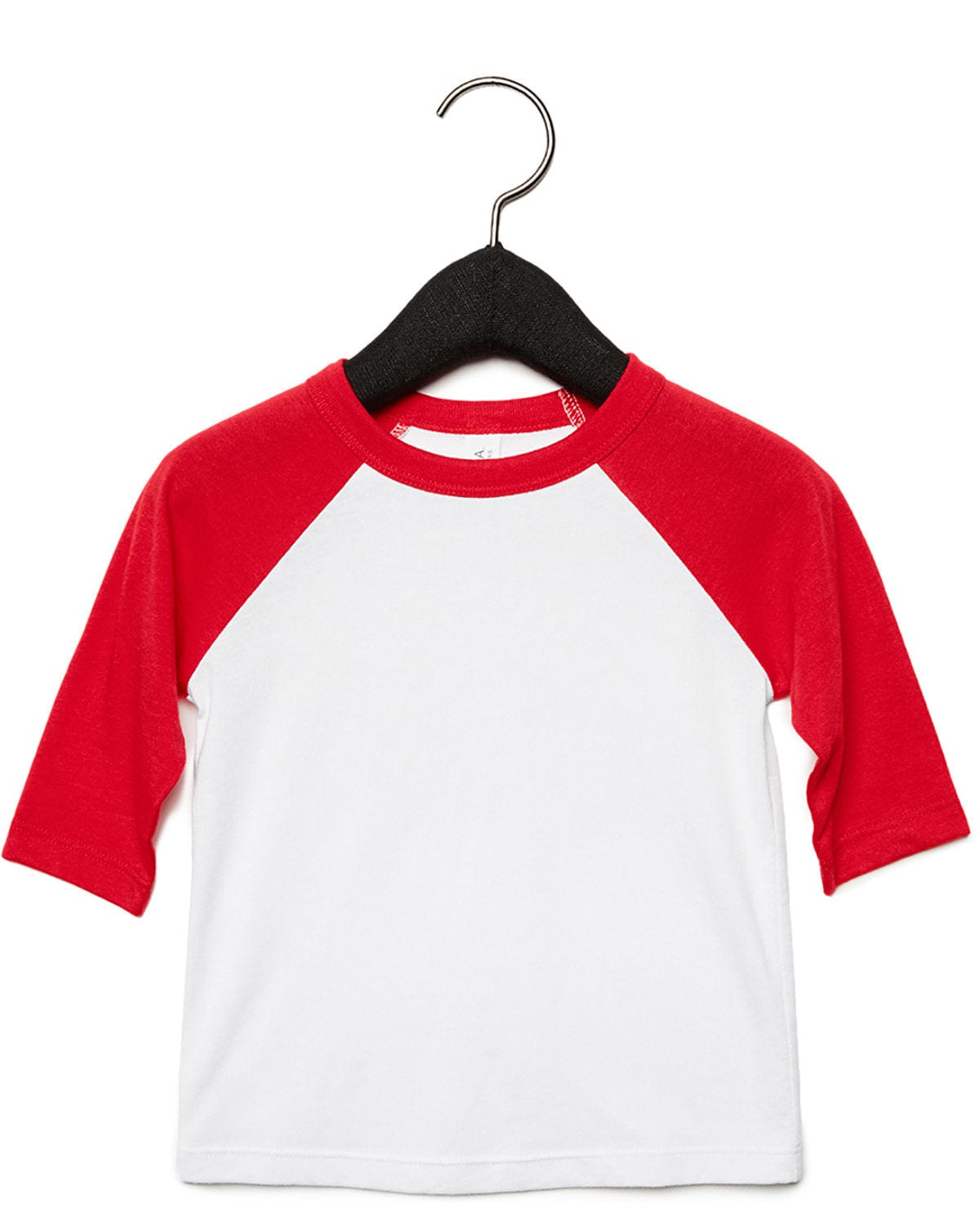Bella+Canvas 3200T Toddler 3/4-Sleeve Baseball T-Shirt in White/ Red