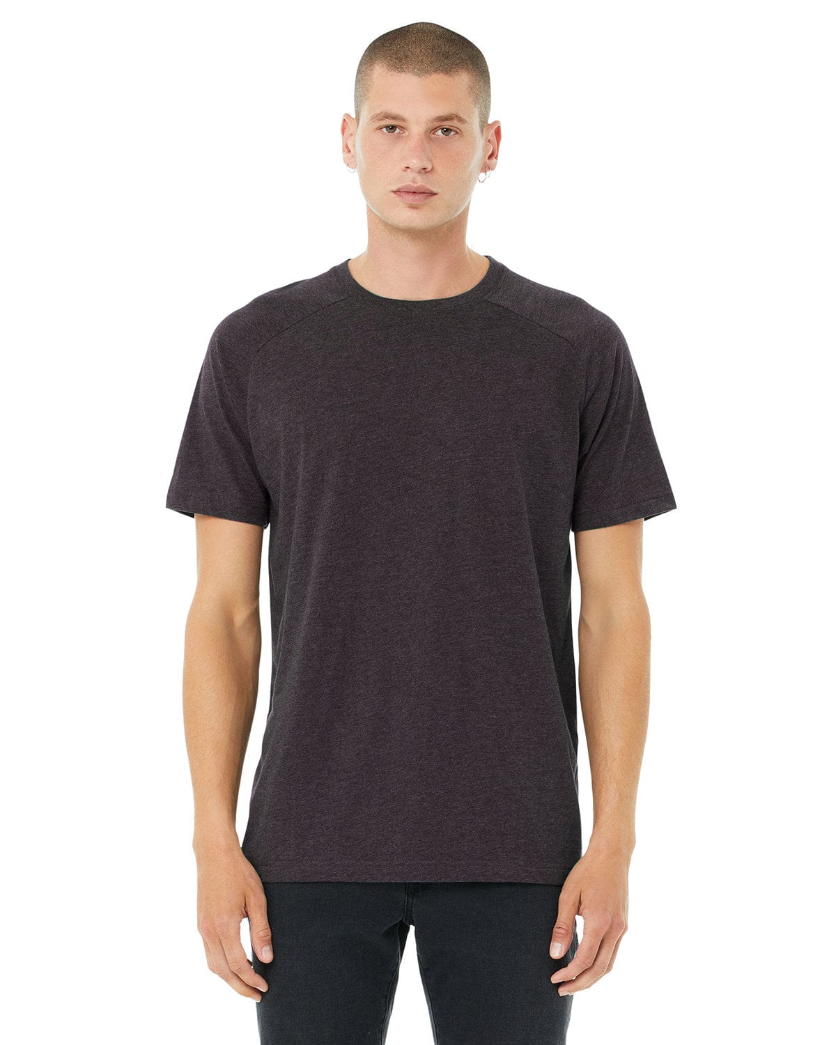 Bella+Canvas 3201 FWD Fashion Men's Heather CVC Raglan T-Shirt in Dark Gry Heather