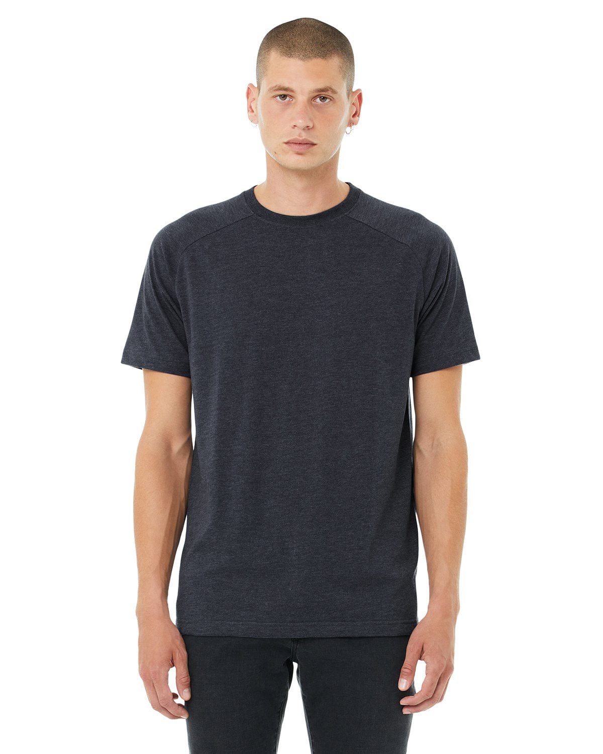 Bella+Canvas 3201 FWD Fashion Men's Heather CVC Raglan T-Shirt in Heather Navy