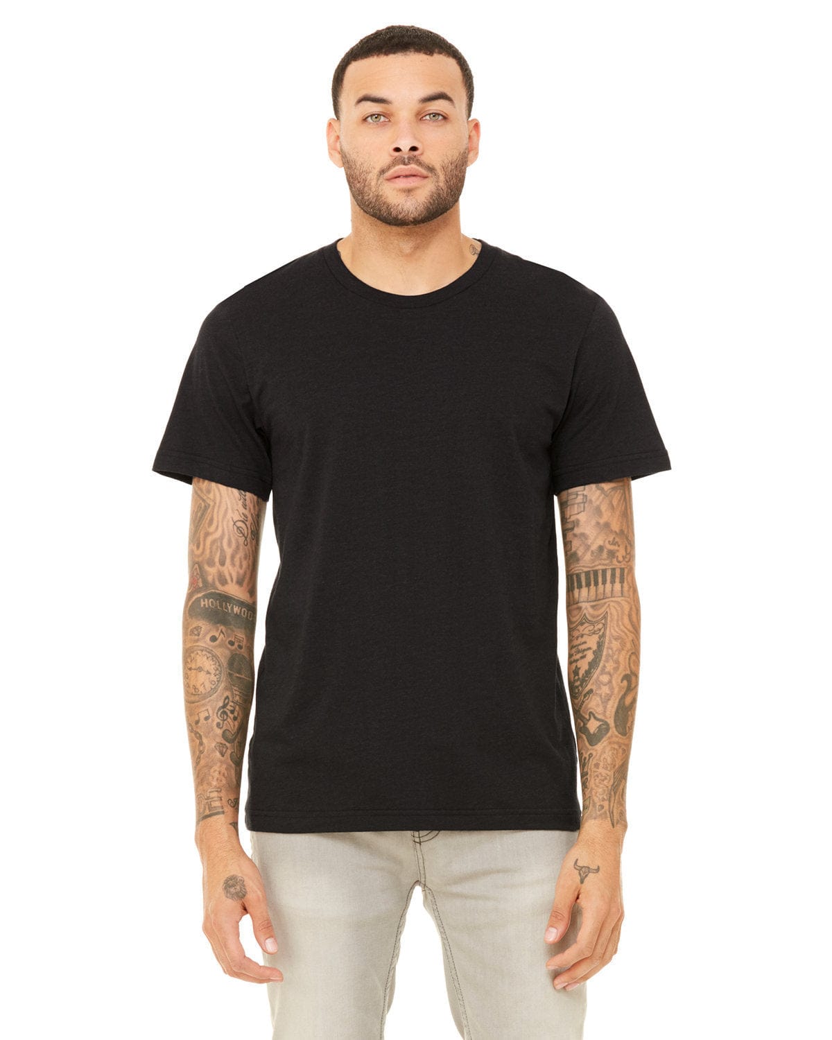 Bella+Canvas 3413C: Unisex Triblend T-Shirt in Blk Hthr Triblnd