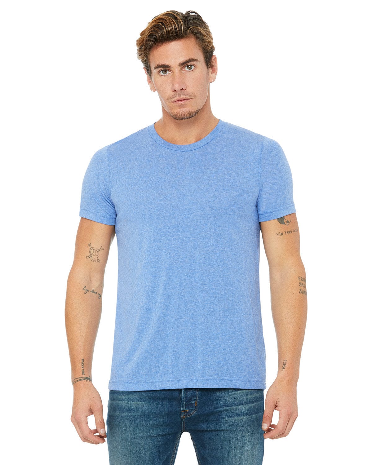 Bella+Canvas 3413C: Unisex Triblend T-Shirt in Blue Triblend