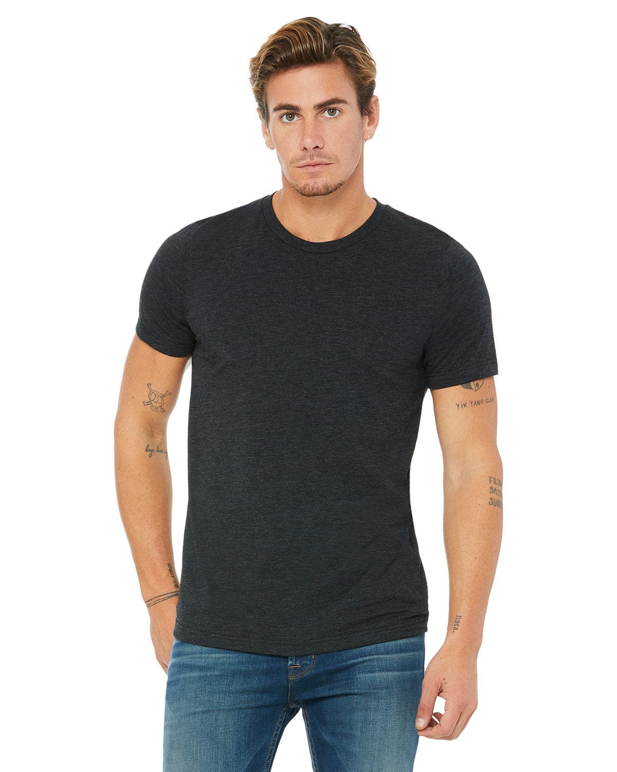 Bella+Canvas 3413C: Unisex Triblend T-Shirt in Char Blk Triblnd