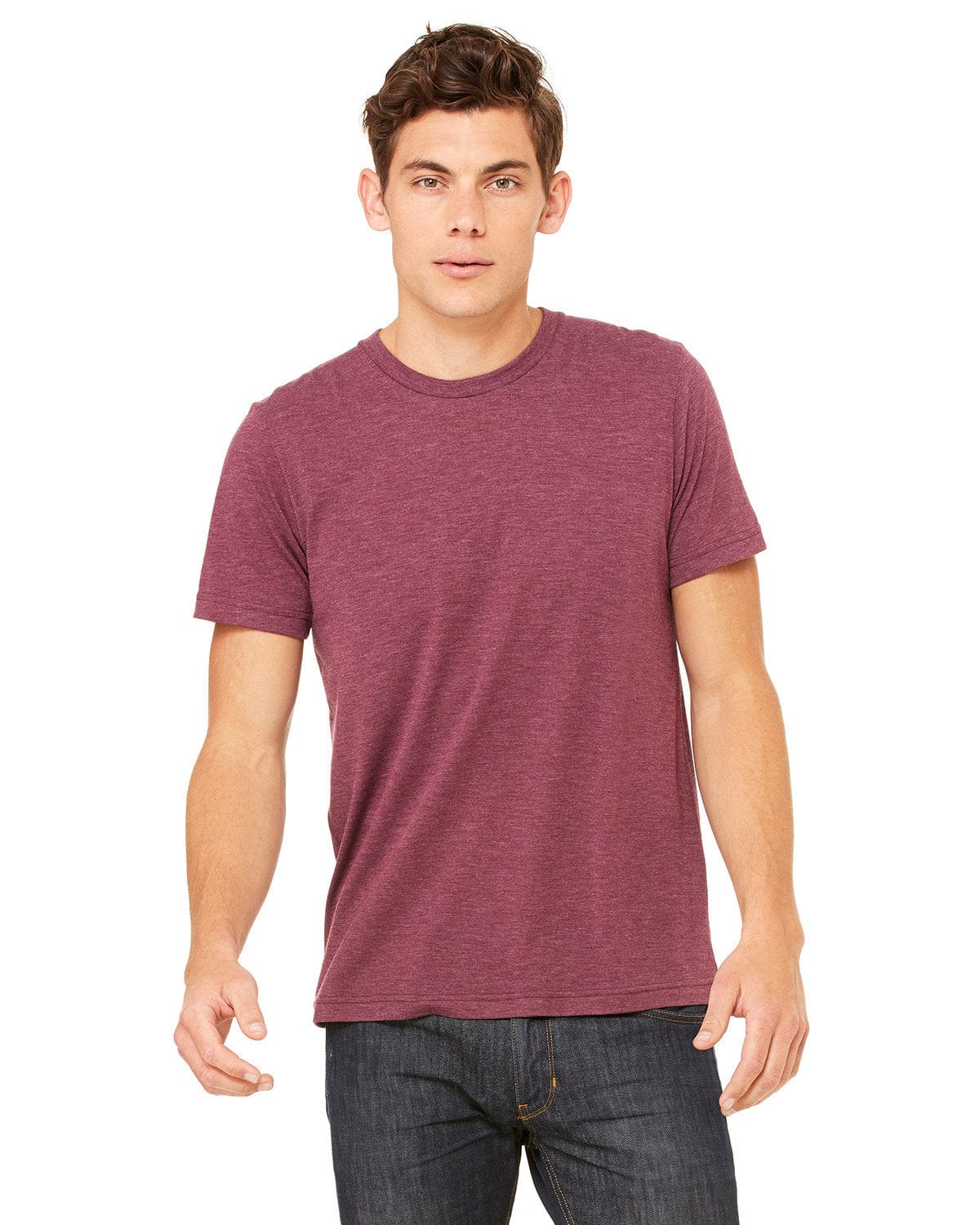 Bella+Canvas 3413C: Unisex Triblend T-Shirt in Maroon Triblend