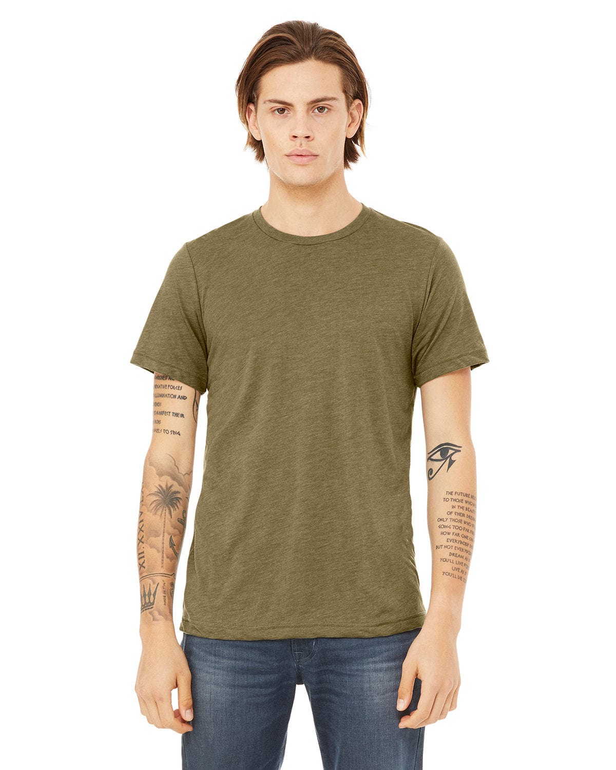 Bella+Canvas 3413C: Unisex Triblend T-Shirt in Olive Triblend
