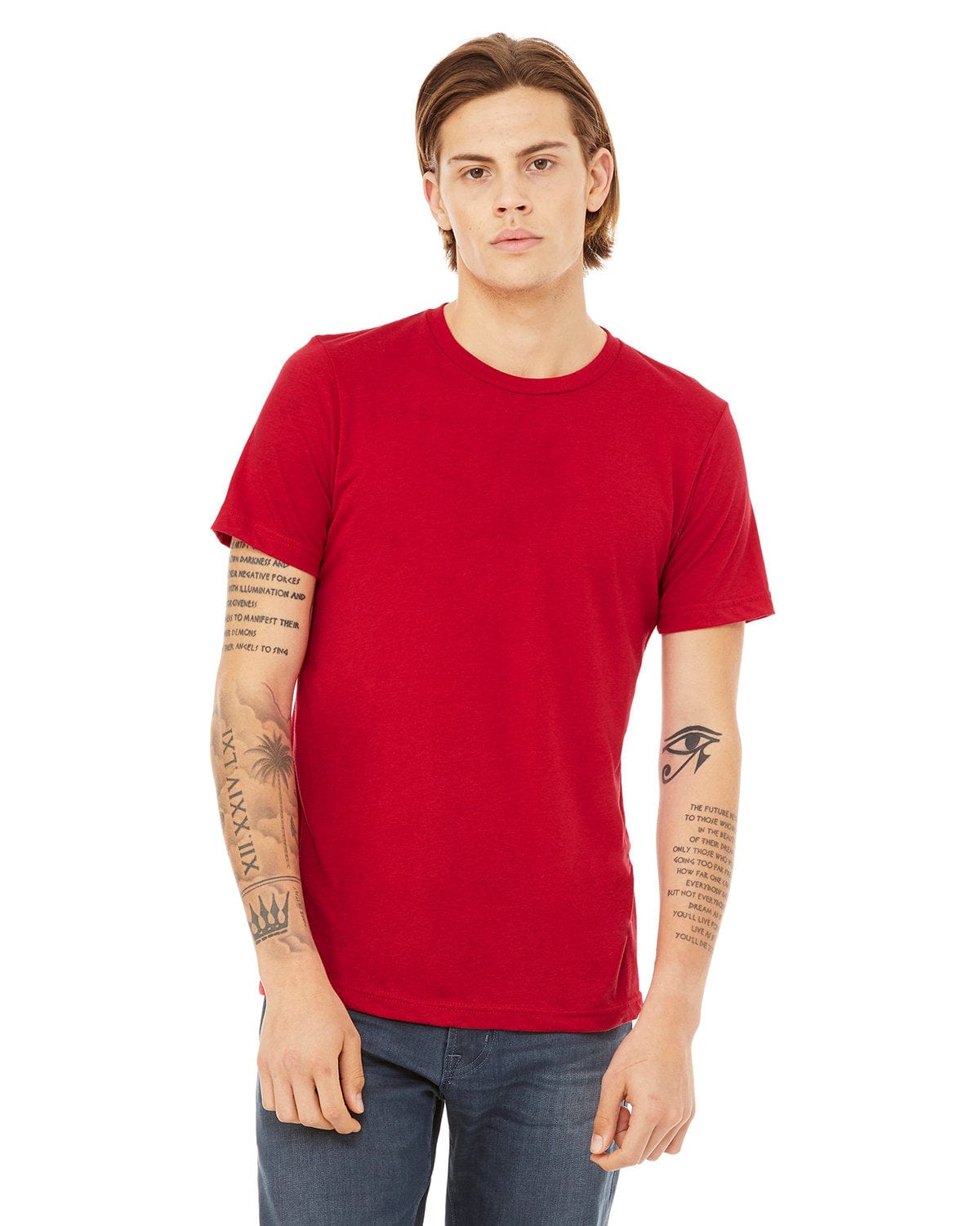 Bella+Canvas 3413C: Unisex Triblend T-Shirt in Solid Red Tribln