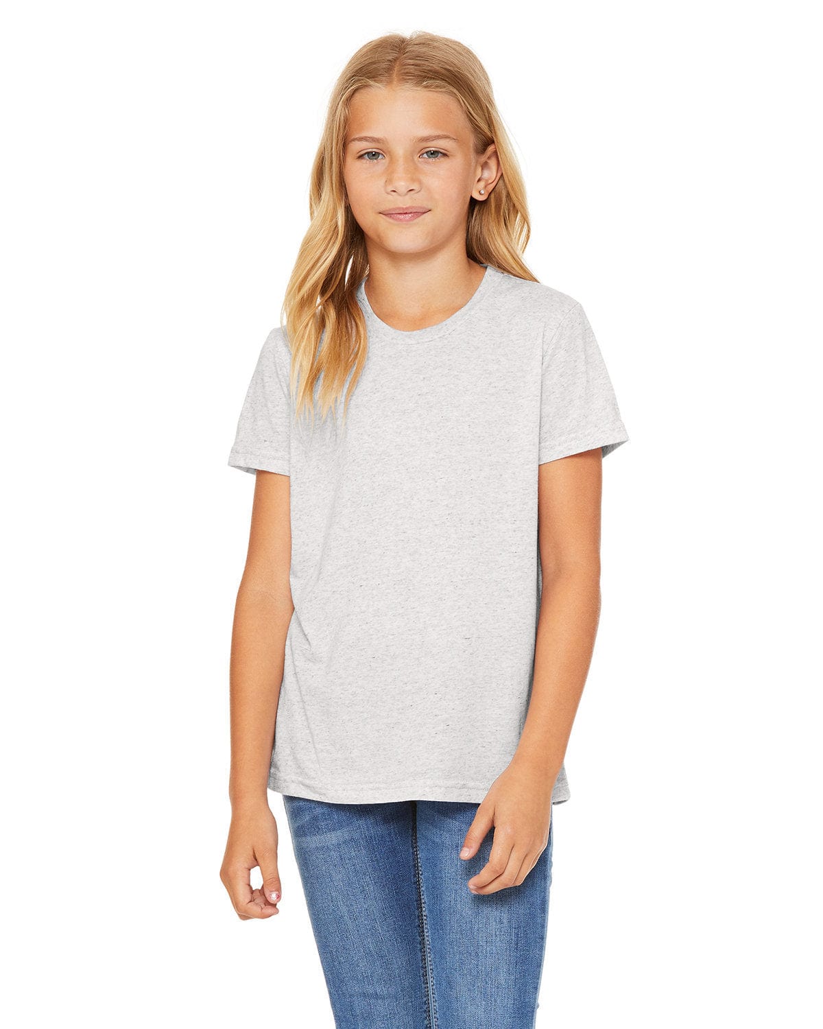 Bella+Canvas 3413Y: Youth Triblend Short Sleeve Tee in Wht Flck Triblnd