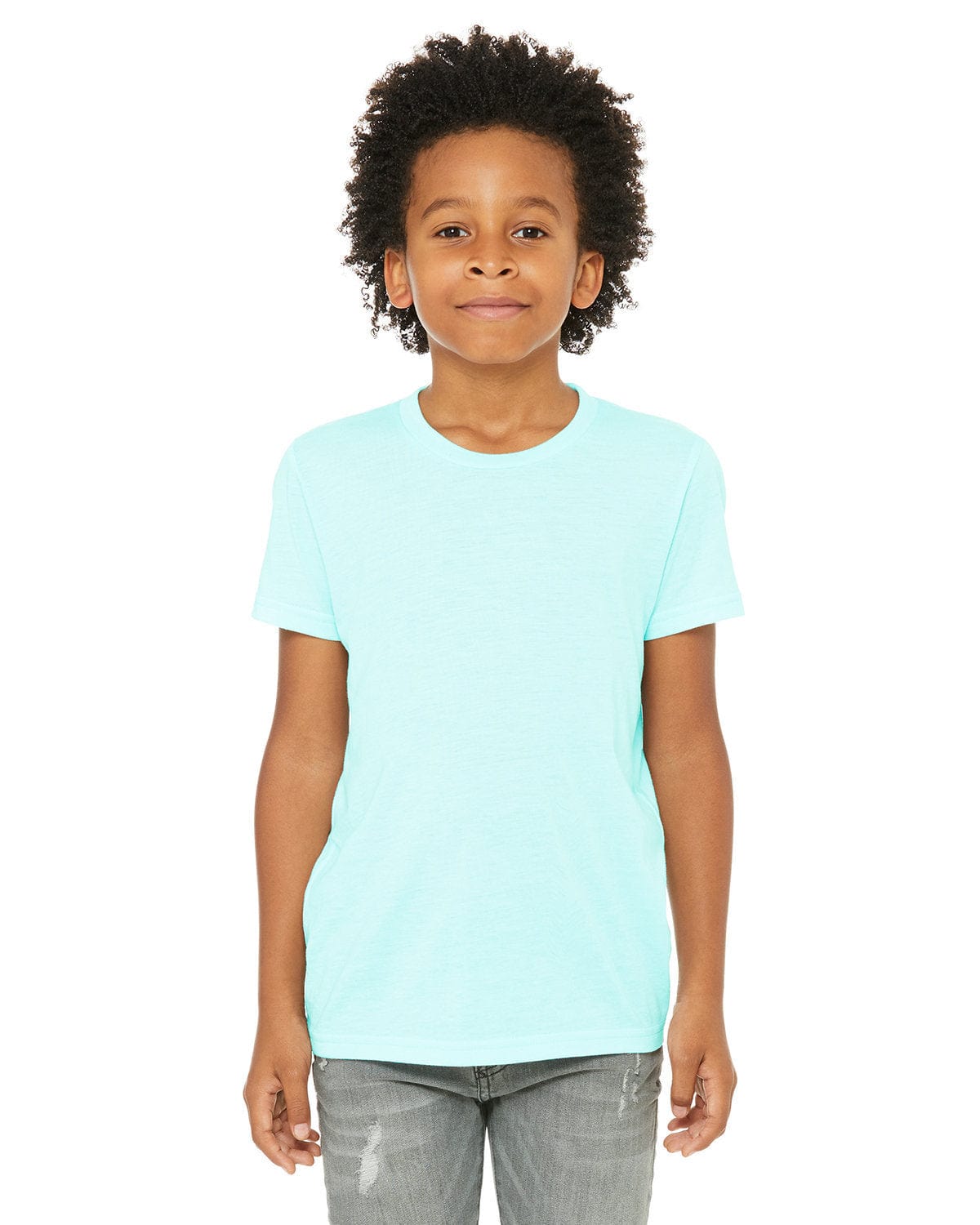 Bella+Canvas 3413Y: Youth Triblend Short Sleeve Tee in Ice Blue Triblnd