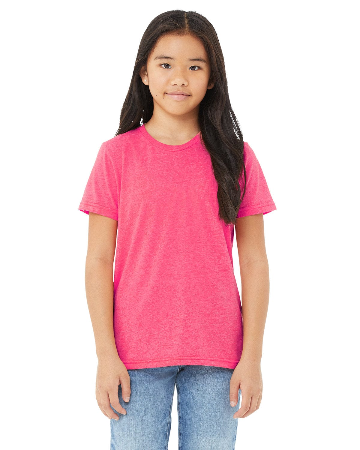 Bella+Canvas 3413Y: Youth Triblend Short Sleeve Tee in Char Pnk Triblnd