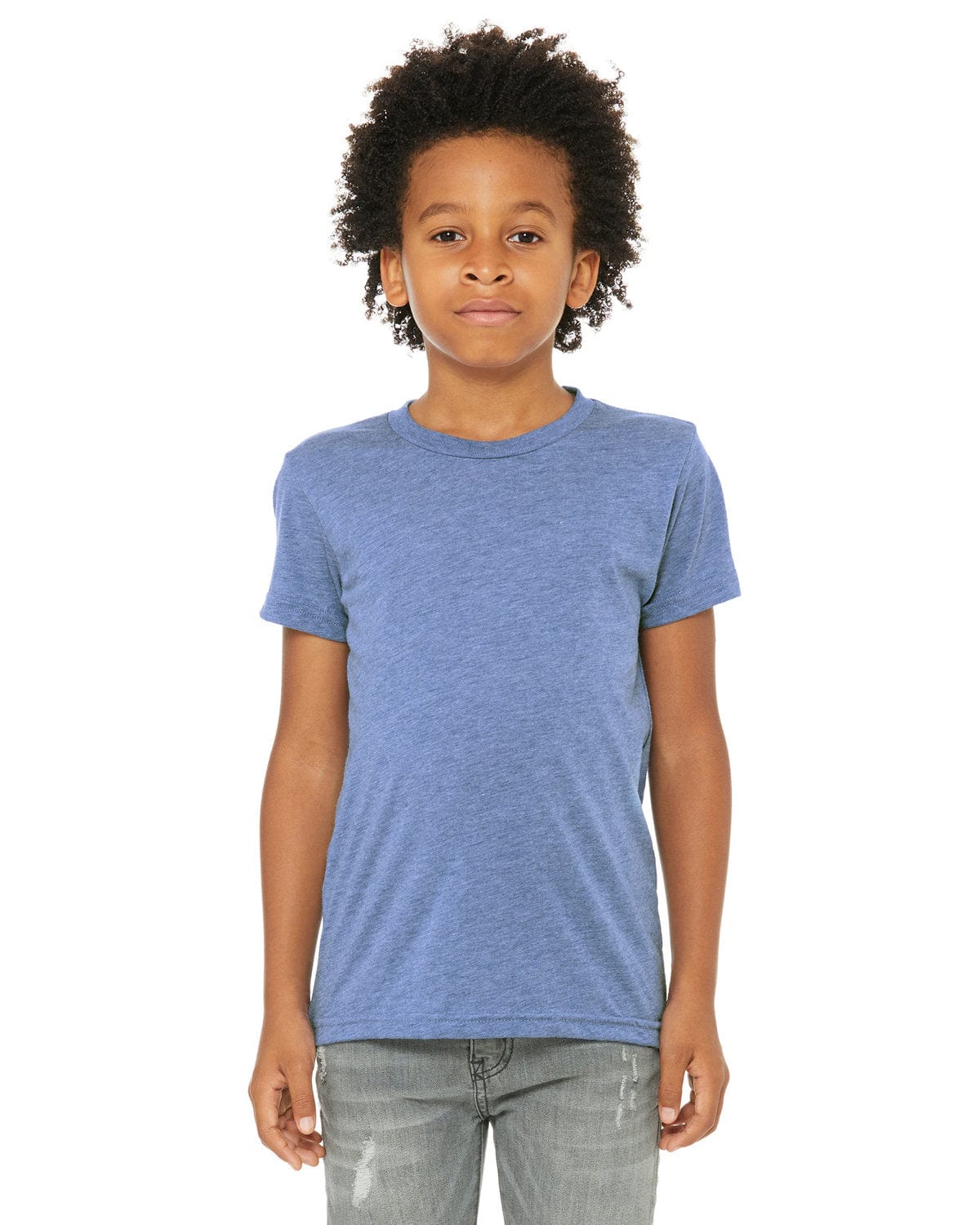 Bella+Canvas 3413Y: Youth Triblend Short Sleeve Tee in Blue Triblend