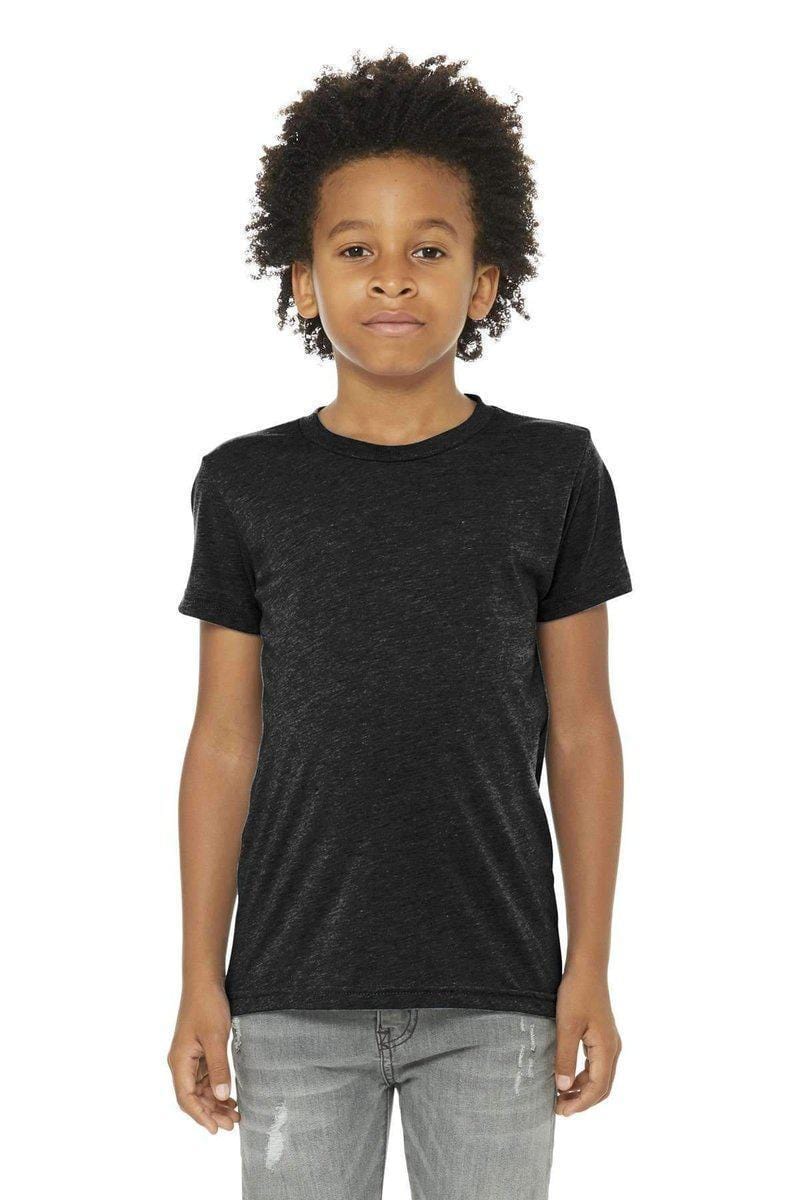 Bella+Canvas 3413Y: Youth Triblend Short Sleeve Tee in Charcoal Black Triblend