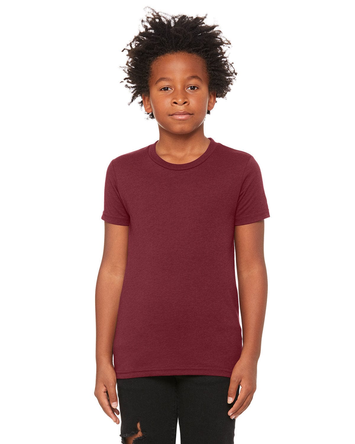 Bella+Canvas 3413Y: Youth Triblend Short Sleeve Tee in Maroon Triblend