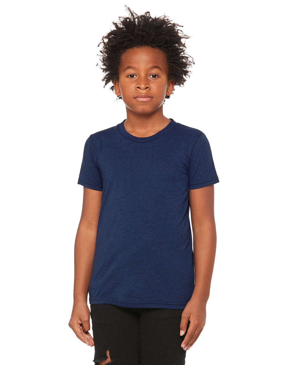 Bella+Canvas 3413Y: Youth Triblend Short Sleeve Tee in Navy Triblend