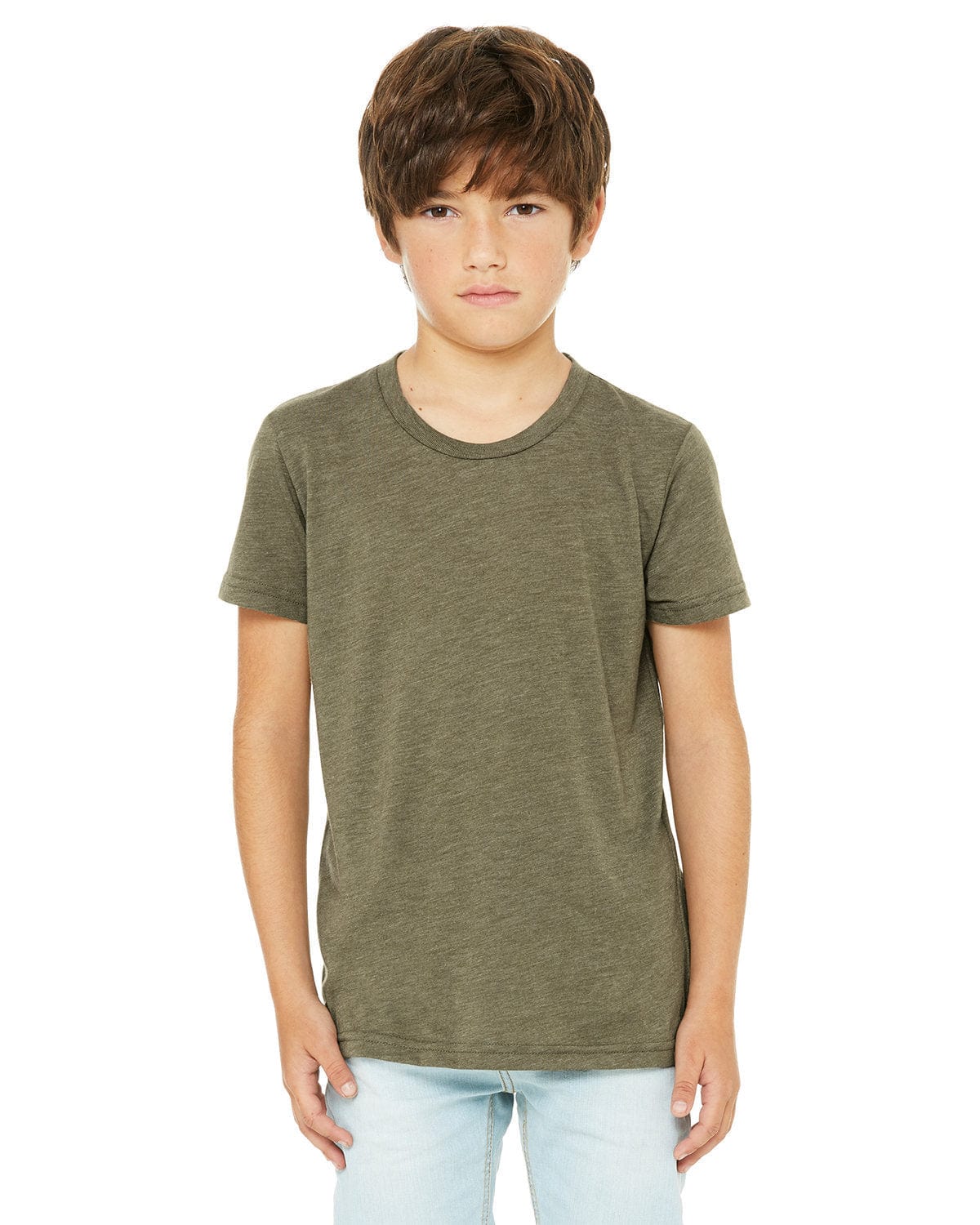 Bella+Canvas 3413Y: Youth Triblend Short Sleeve Tee in Olive Triblend