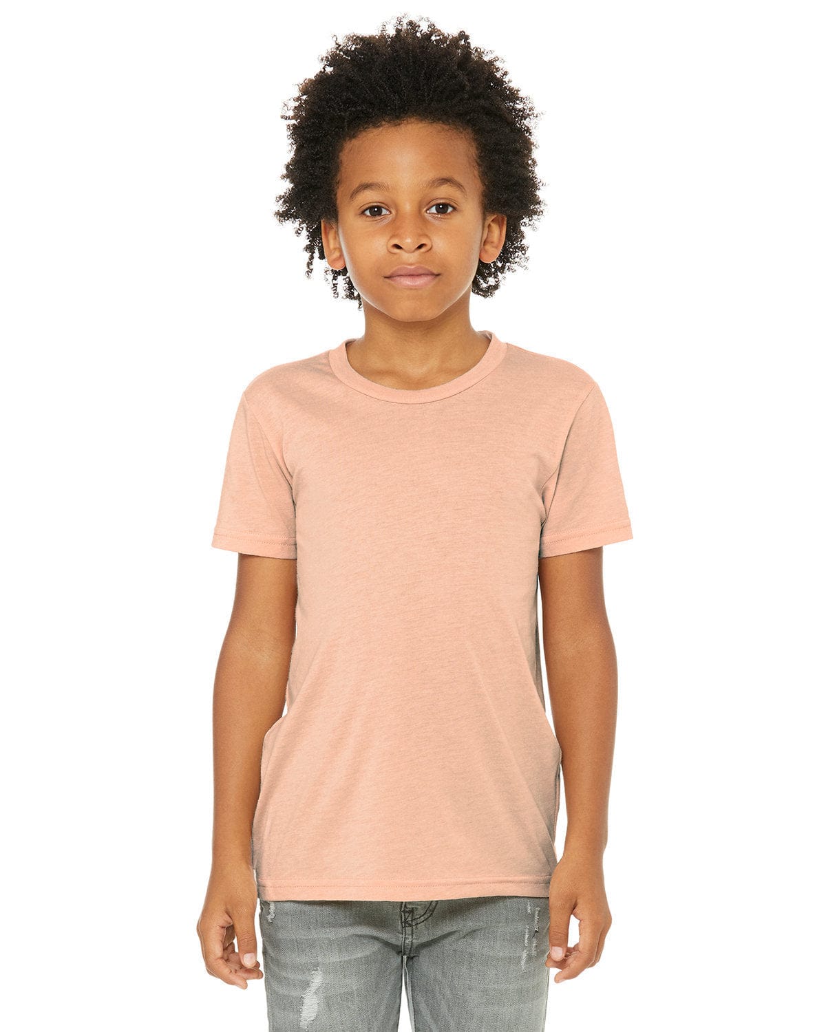 Bella+Canvas 3413Y: Youth Triblend Short Sleeve Tee in Peach Triblend