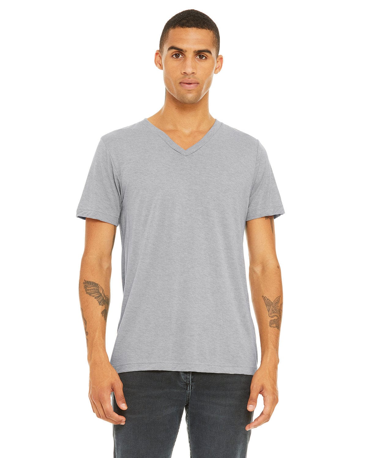 Bella+Canvas 3415C: Unisex Triblend V-Neck T-Shirt in Ath Grey Triblnd