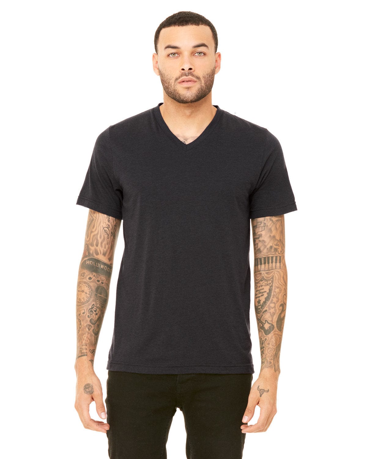 Bella+Canvas 3415C: Unisex Triblend V-Neck T-Shirt in Sd Dk Gry Trblnd