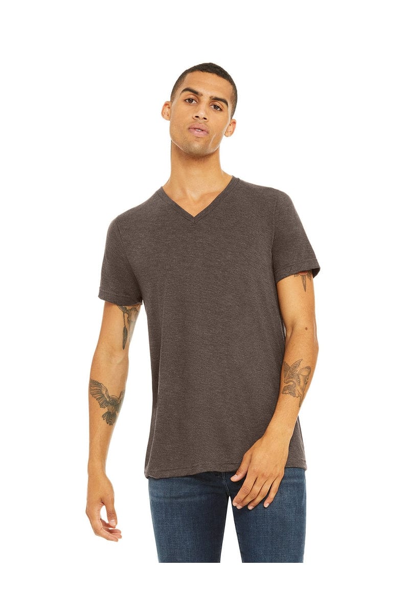 Bella+Canvas 3415C: Unisex Triblend V-Neck T-Shirt in Brown Triblend