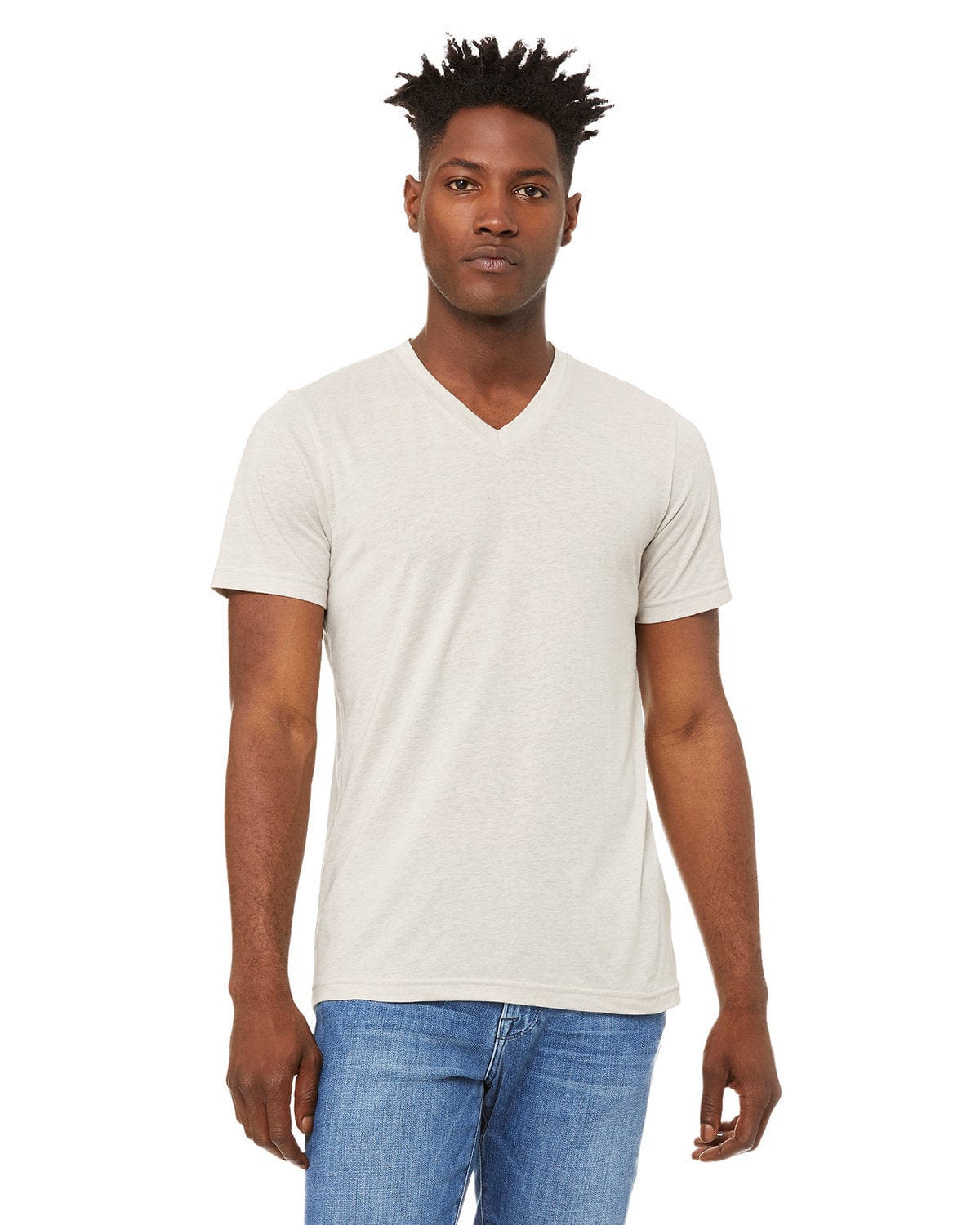 Bella+Canvas 3415C: Unisex Triblend V-Neck T-Shirt in Cement Triblend