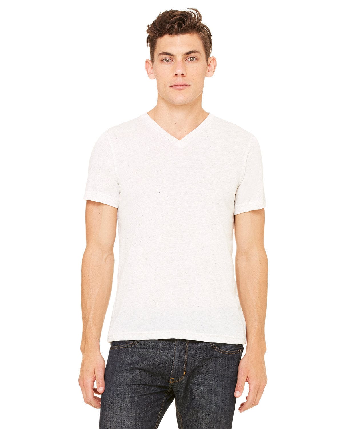 Bella+Canvas 3415C: Unisex Triblend V-Neck T‑Shirt in Oatmeal Triblend