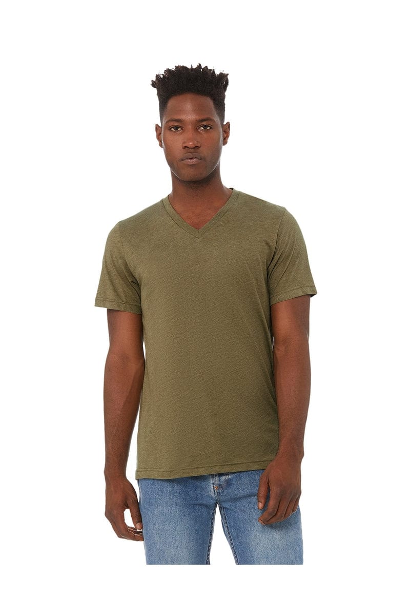 Bella+Canvas 3415C: Unisex Triblend V-Neck T-Shirt in Olive Triblend
