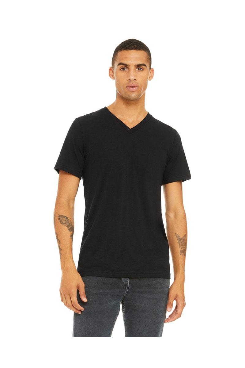 Bella+Canvas 3415C: Unisex Triblend V-Neck T-Shirt in Sld Blk Trblnd