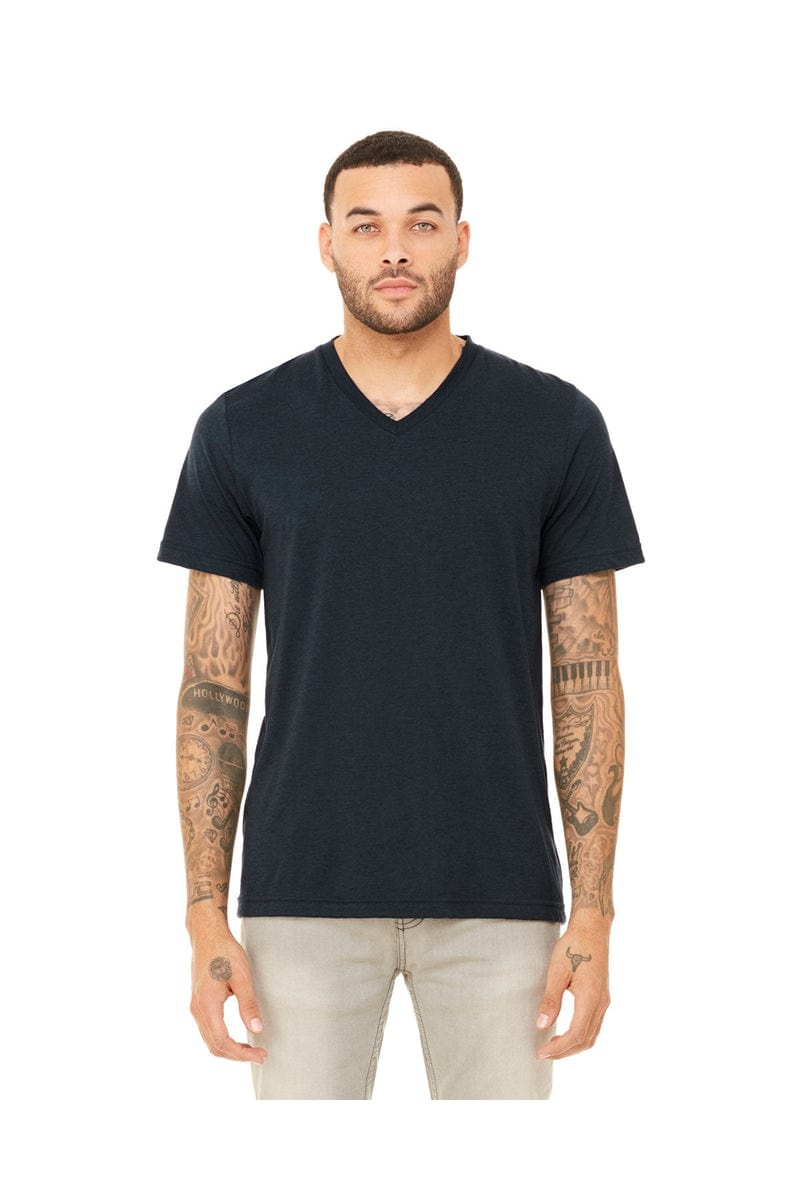 Bella+Canvas 3415C: Unisex Triblend V-Neck T-Shirt in Solid Navy Trbln