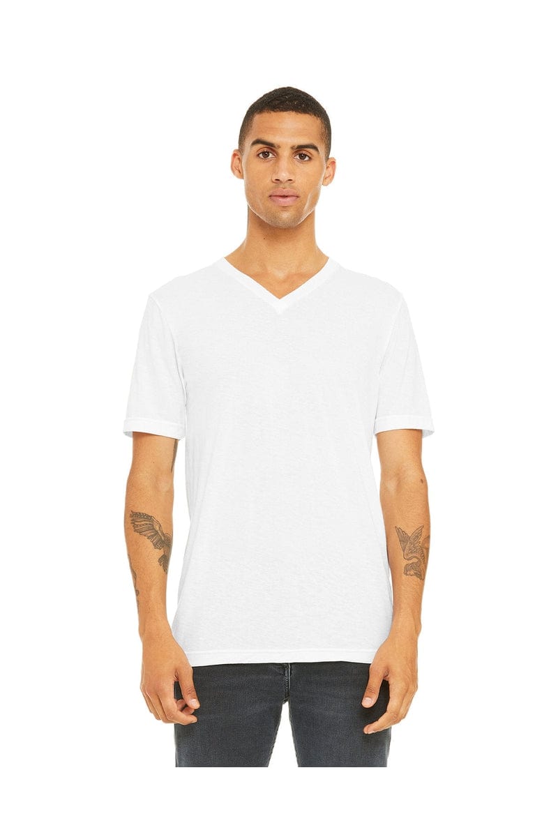 Bella+Canvas 3415C: Unisex Triblend V-Neck T-Shirt in Sld Wht Trblnd