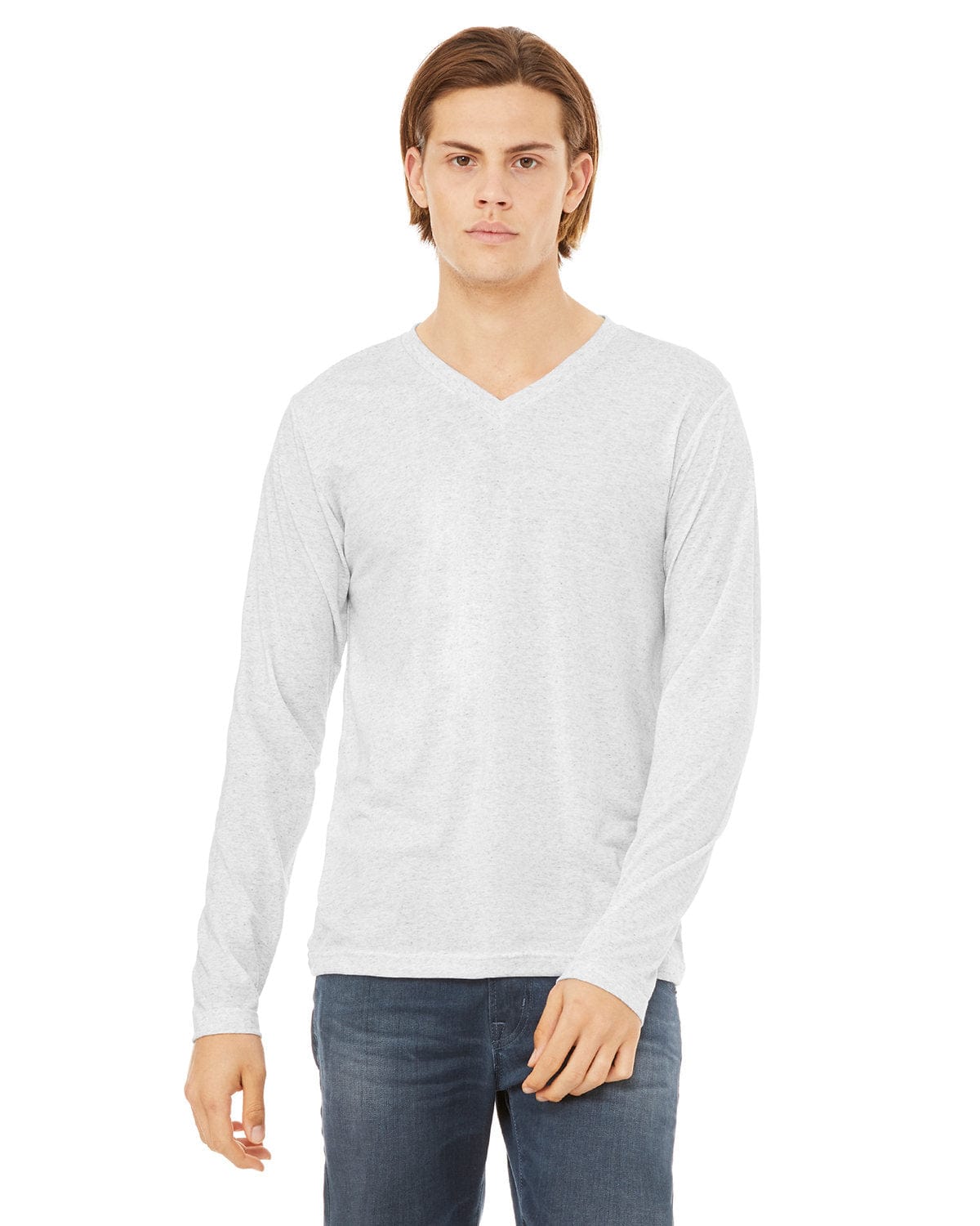 Bella+Canvas 3425: Unisex Long Sleeve Jersey T-Shirt in Wht Flck Triblnd