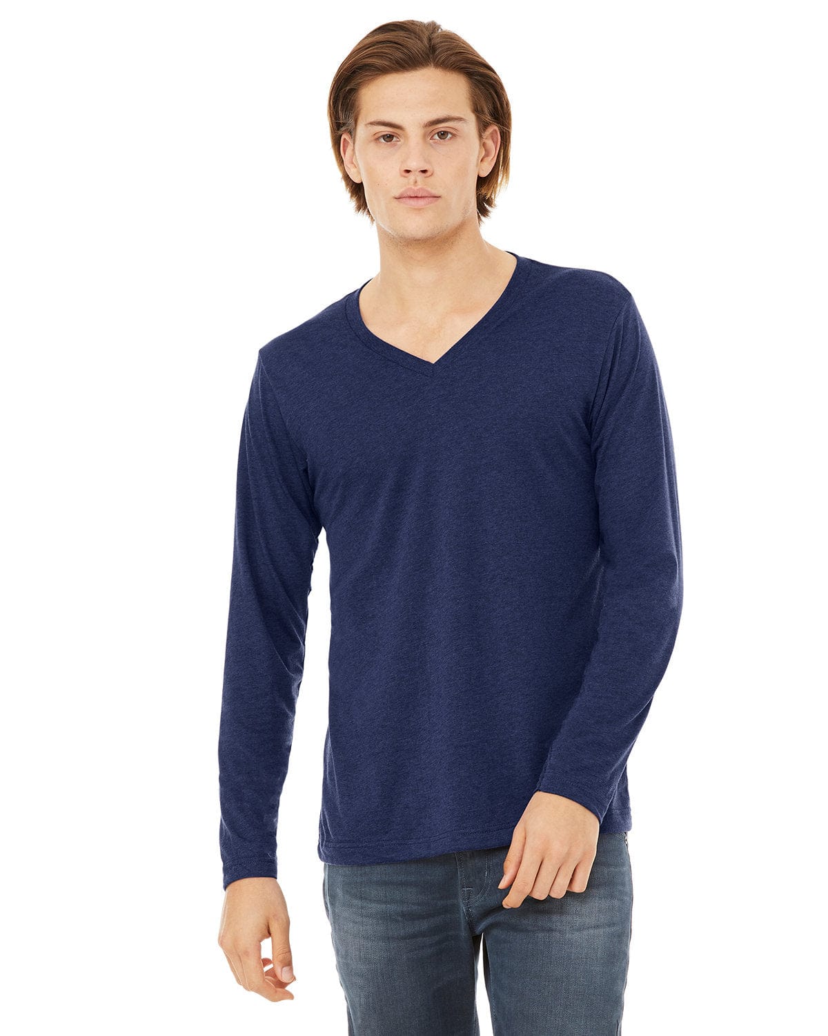 Bella+Canvas 3425: Unisex Long Sleeve Jersey T-Shirt in Navy Triblend
