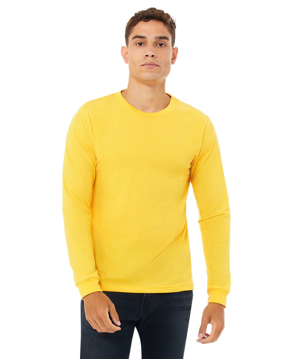 Bella+Canvas 3501CVC Unisex CVC Jersey Long-Sleeve T-Shirt in Hthr Yllow Gold