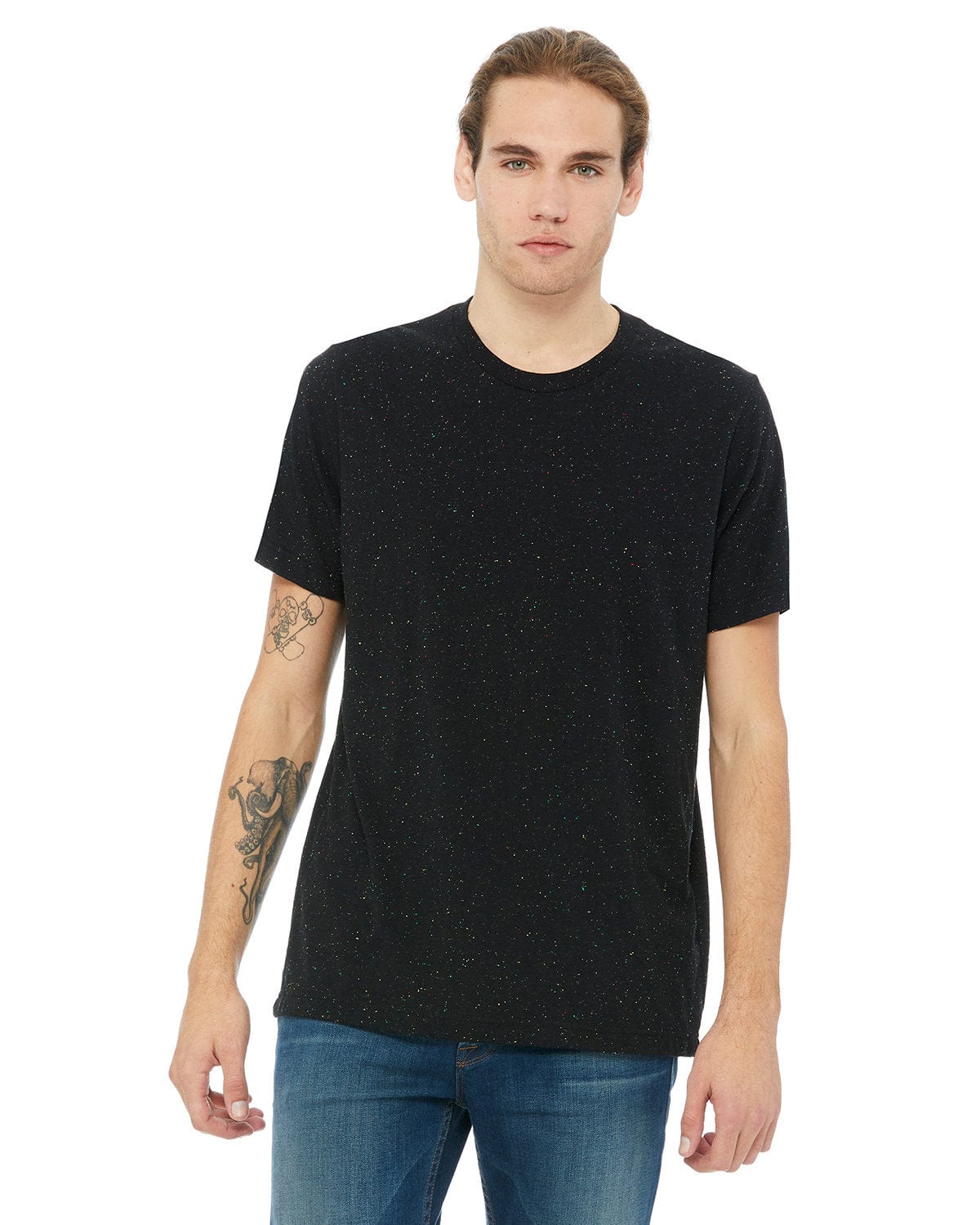 Bella+Canvas 3650: Unisex Poly-Cotton Short-Sleeve T‑Shirt in Black Speckled