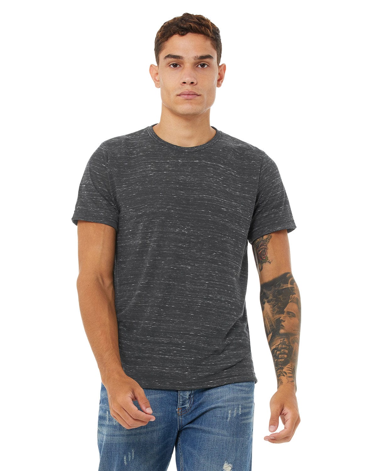 Bella+Canvas 3650: Unisex Poly-Cotton Short-Sleeve T‑Shirt in Charcoal Marble