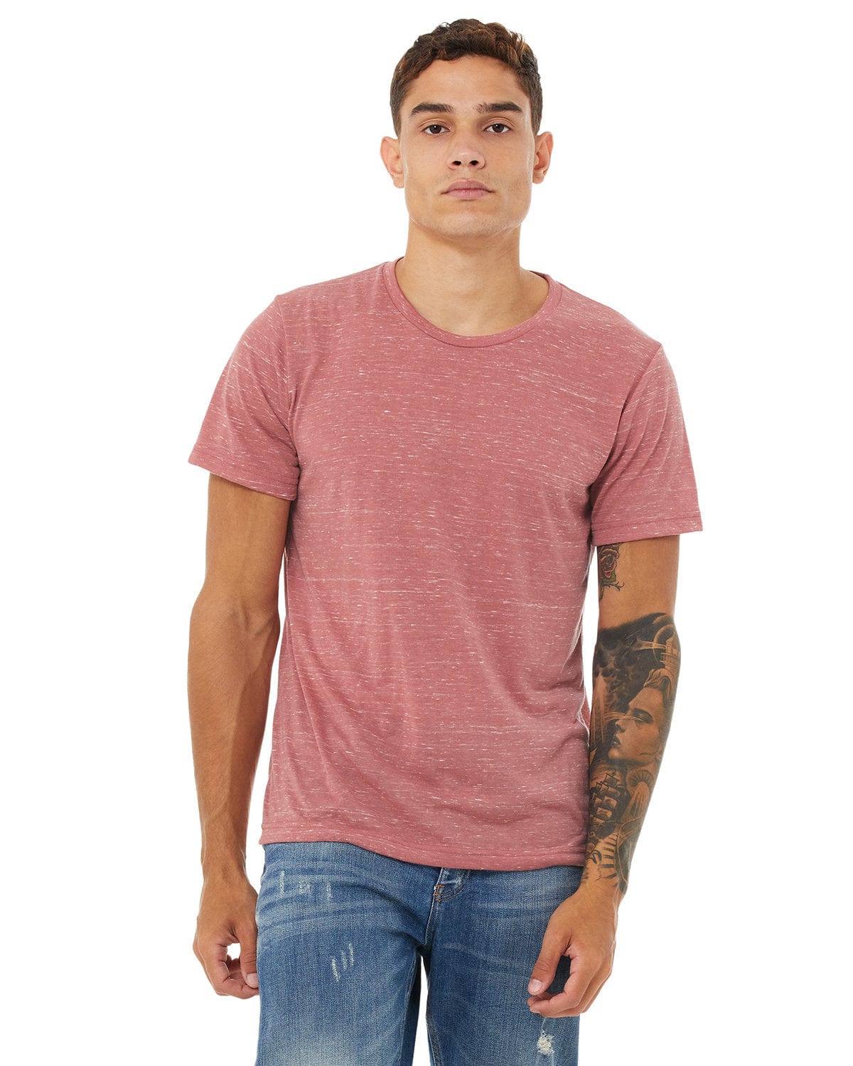 Bella+Canvas 3650: Unisex Poly-Cotton Short-Sleeve T‑Shirt in Mauve Marble