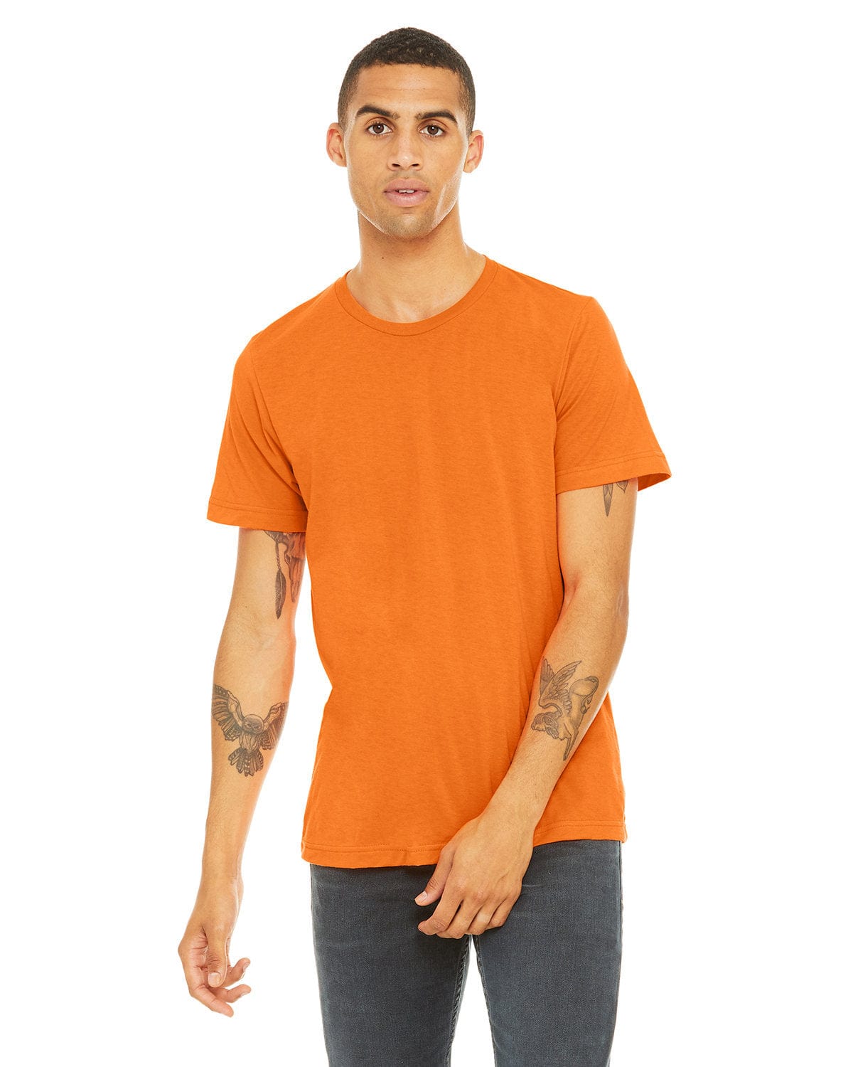 Bella+Canvas 3650: Unisex Poly-Cotton Short-Sleeve T‑Shirt in Neon Orange