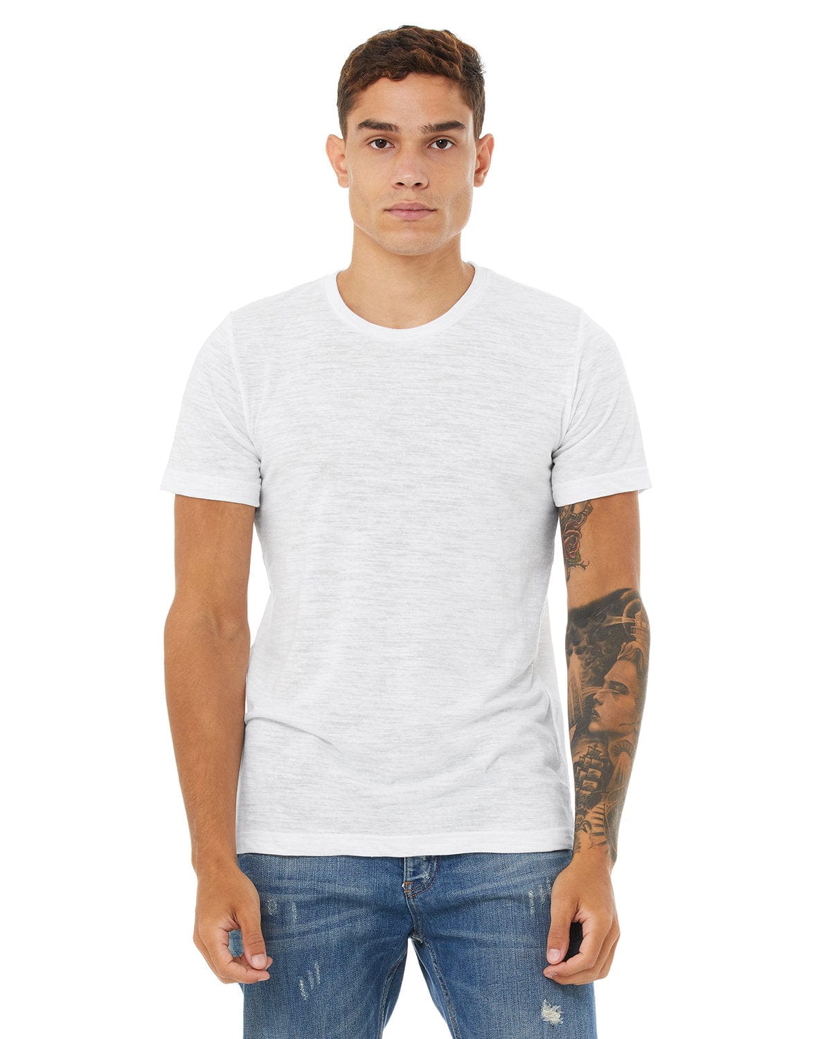 Bella+Canvas 3650: Unisex Poly-Cotton Short-Sleeve T‑Shirt in White Slub