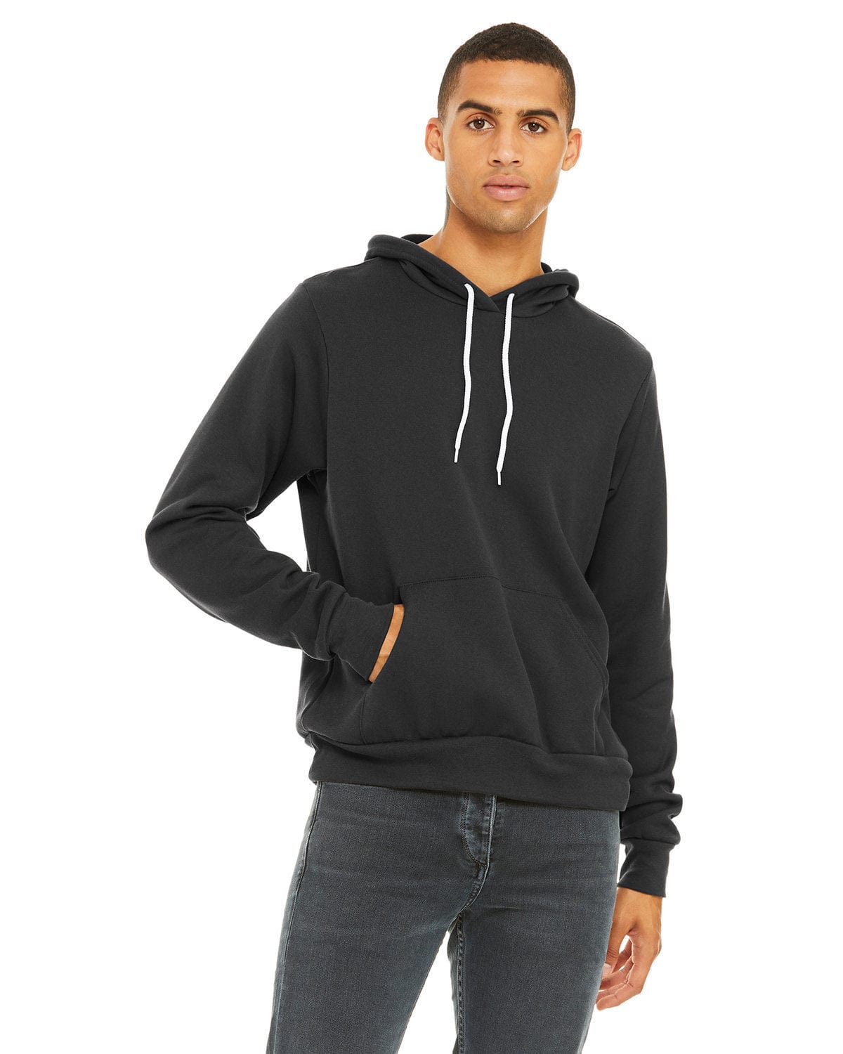 Bella+Canvas 3719 Unisex Sponge Fleece Pullover Hooded Sweatshirt in Dark Grey