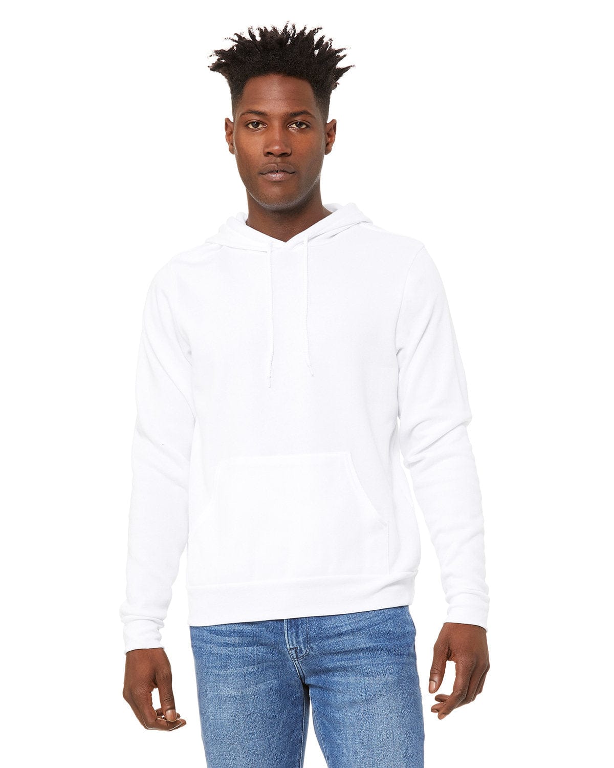 Bella+Canvas 3719 Unisex Sponge Fleece Pullover Hoodies in Dtg White