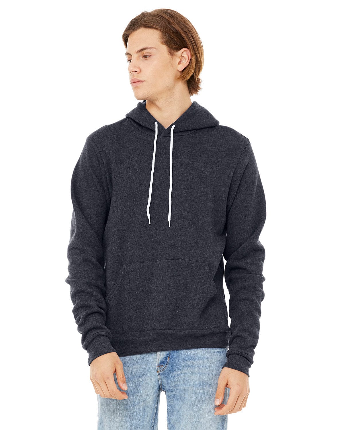 Bella+Canvas 3719 Unisex Sponge Fleece Pullover Hoodies in Heather Navy