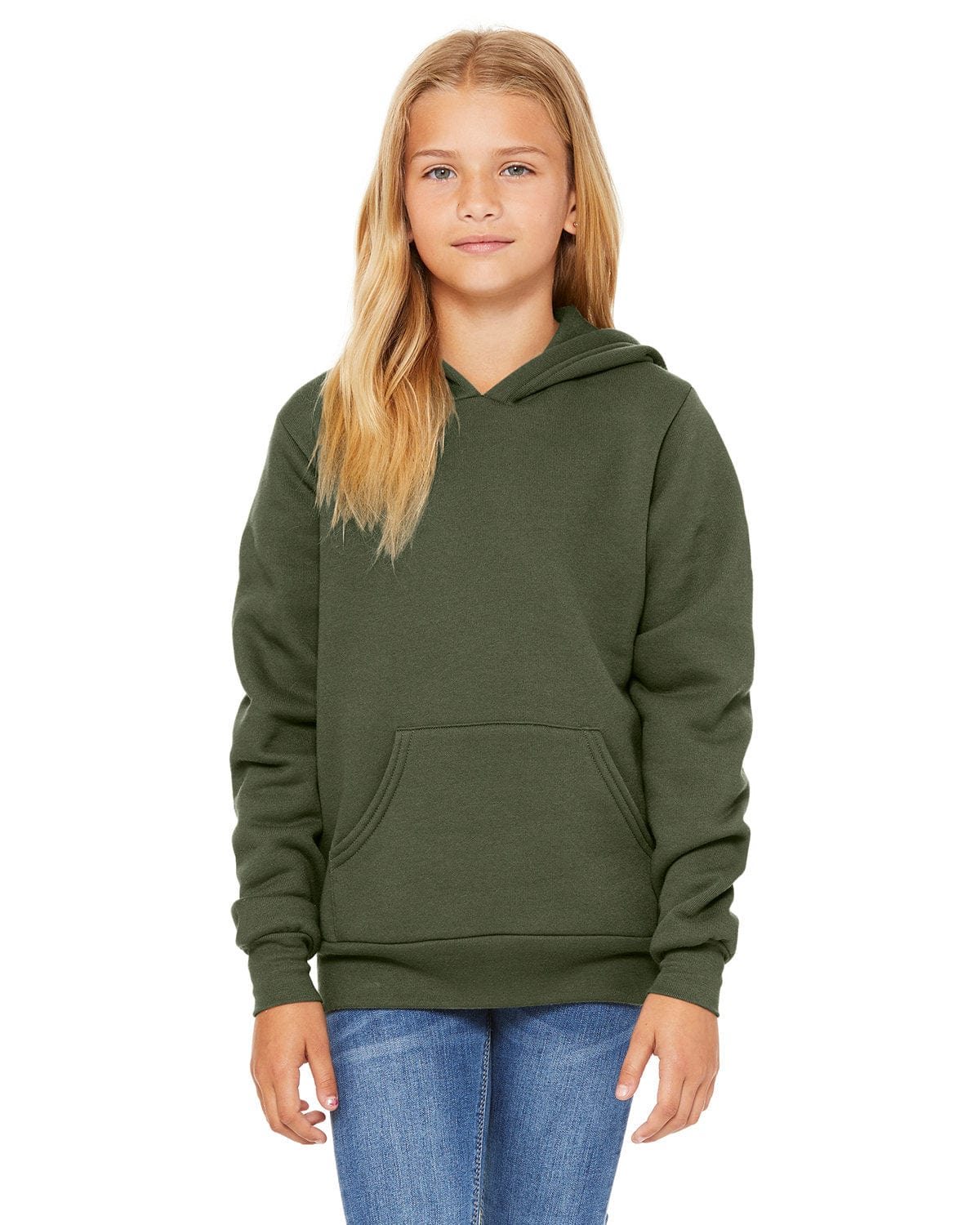 Bella+Canvas 3719Y Youth Sponge Fleece Pullover Hooded Sweatshirt in 