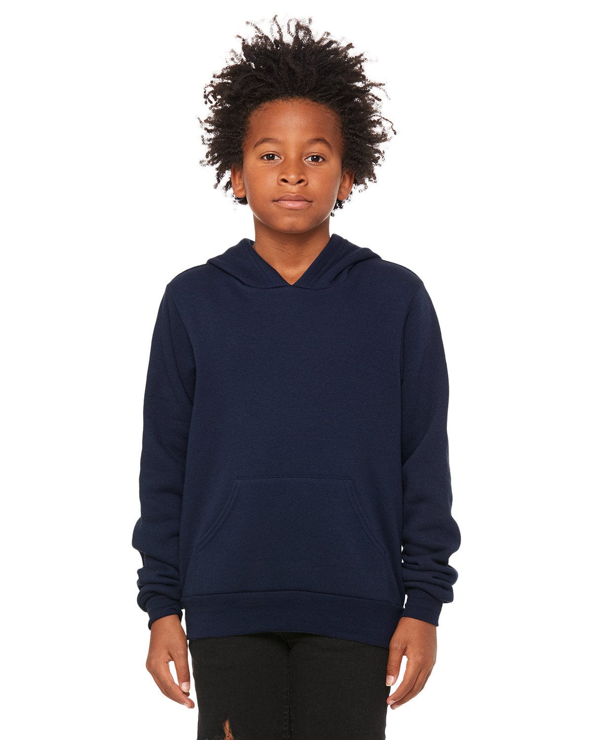 Bella+Canvas 3719Y Youth Sponge Fleece Pullover Hooded Sweatshirt in Navy