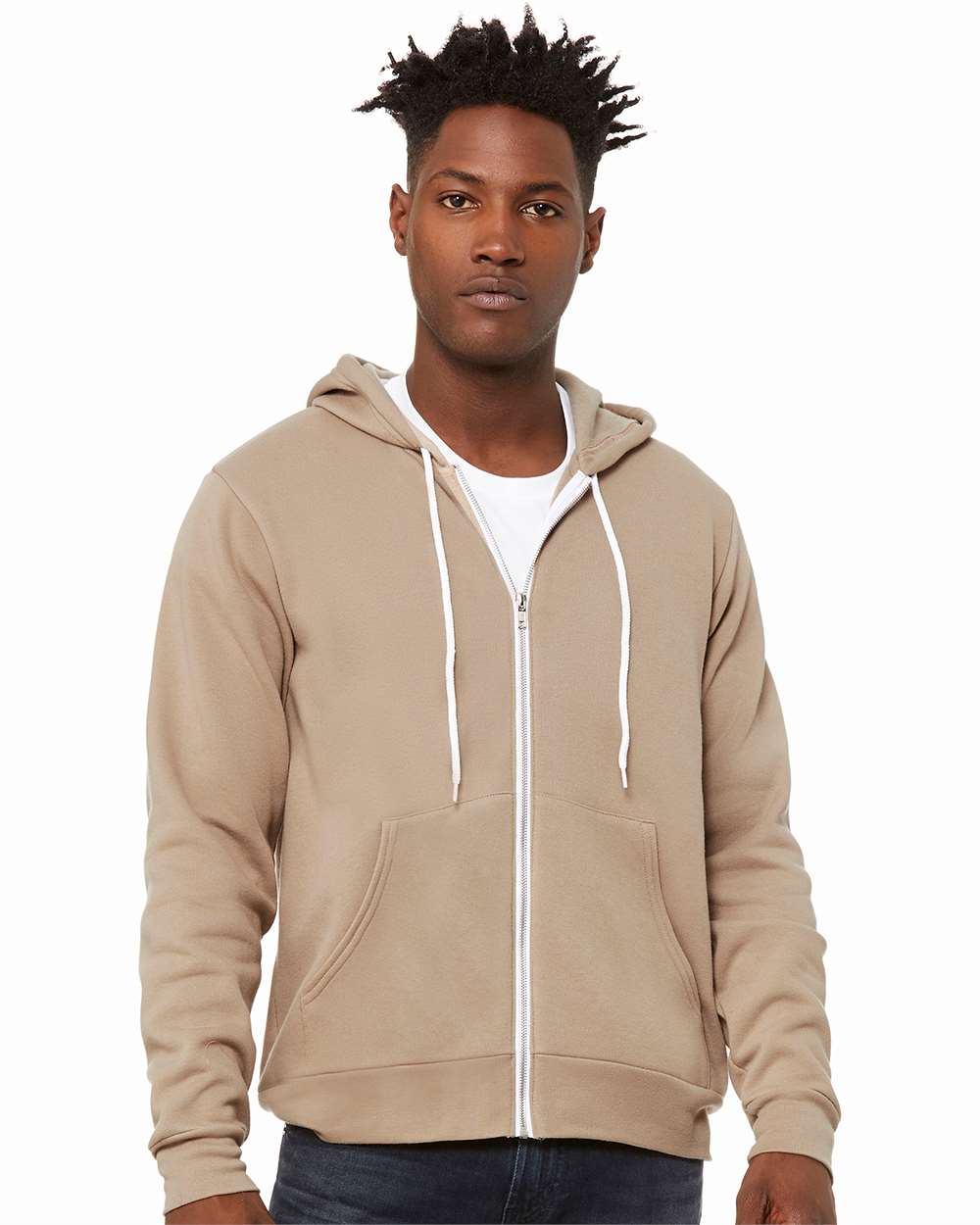 BELLA + CANVAS Fleece - Premium - Hood XS / Tan BELLA + CANVAS 3739 Unisex Sponge Fleece Full-Zip Hoodie Sweatshirt