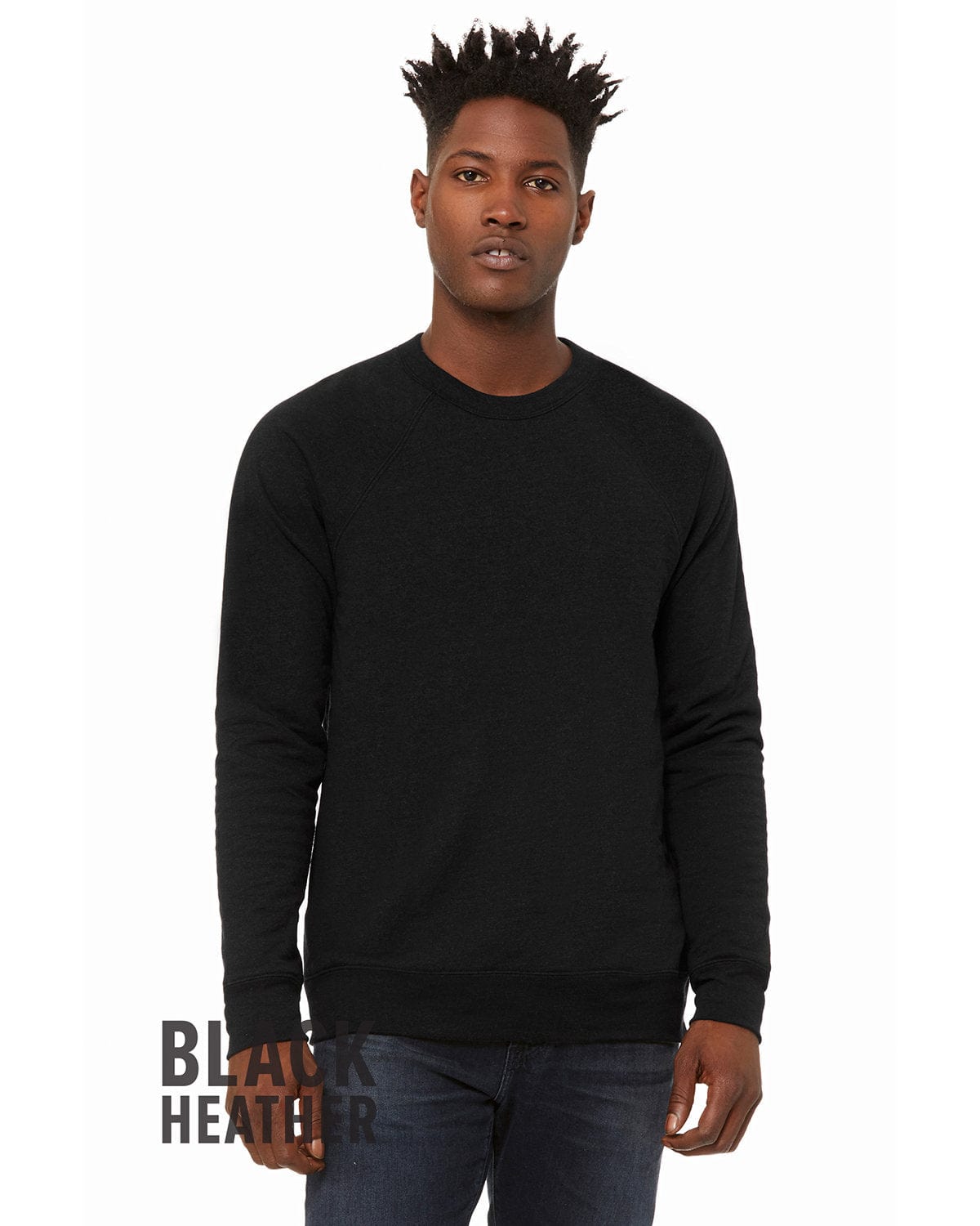 Bella+Canvas 3901 Unisex Sponge Fleece Crewneck Sweatshirt in Black Heather