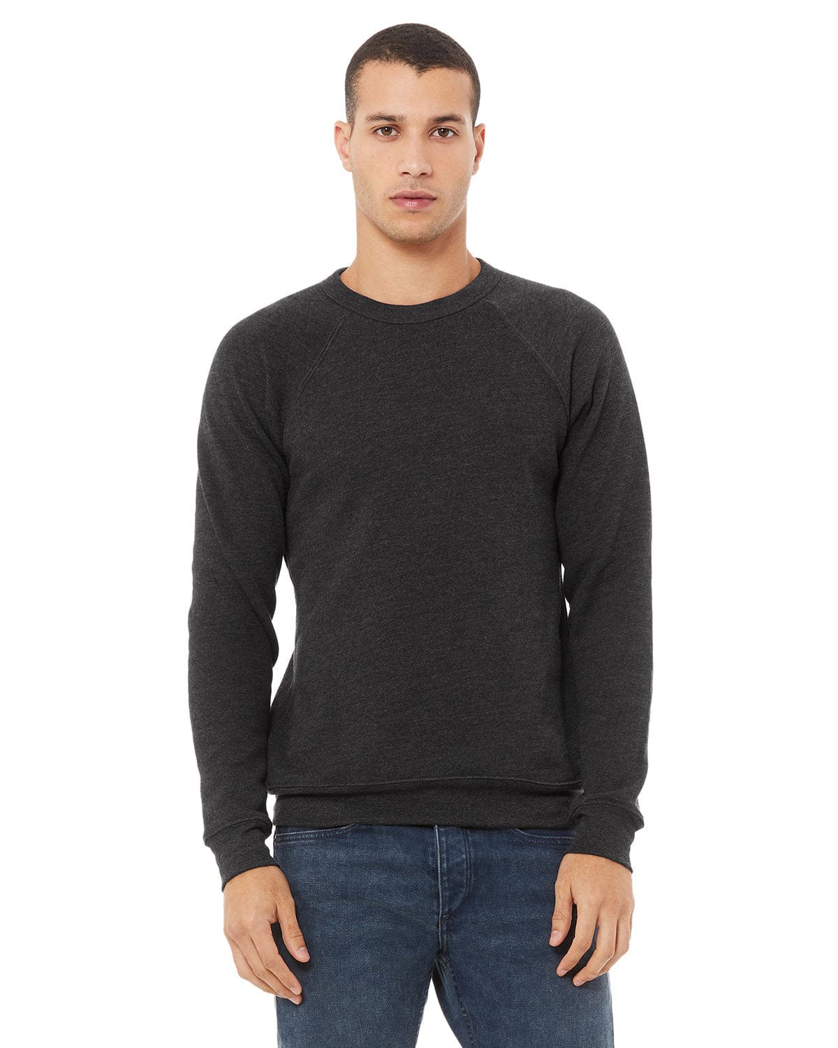 Bella+Canvas 3901 Unisex Sponge Fleece Crewneck Sweatshirt in Dark Gry Heather