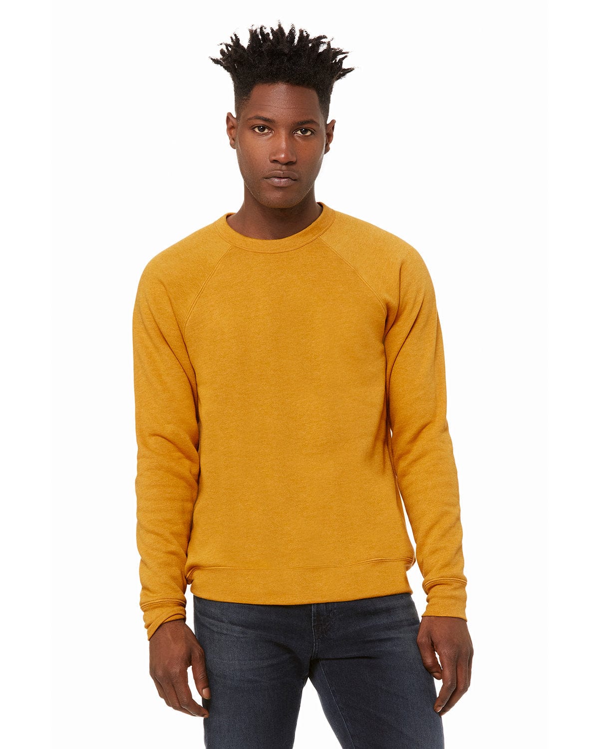 Bella+Canvas 3901 Unisex Sponge Fleece Crewneck Sweatshirt in Heather Mustard
