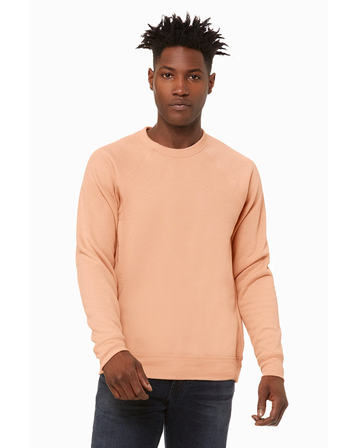 Bella+Canvas 3901 Unisex Sponge Fleece Crewneck Sweatshirt in Peach
