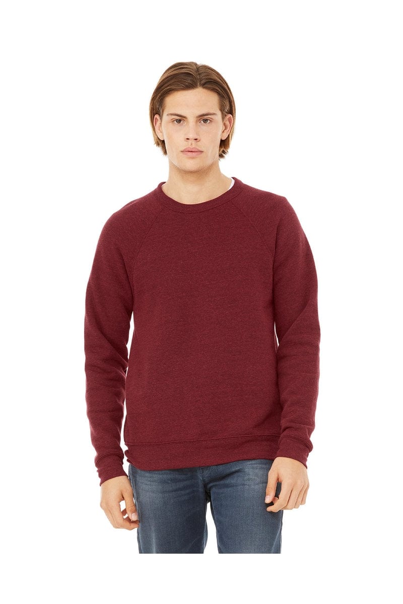 Bella+Canvas 3901: Unisex Sponge Fleece Raglan Sweatshirt in Cardinal Triblnd
