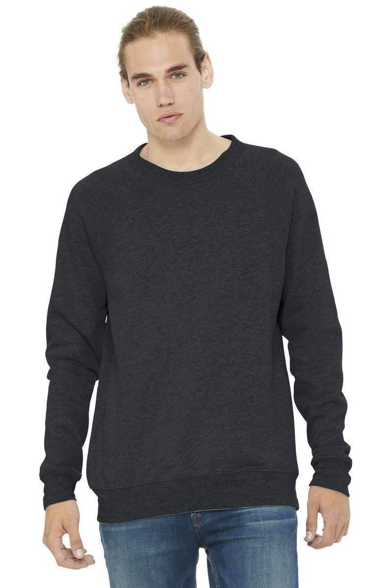 Bella+Canvas 3901: Unisex Sponge Fleece Raglan Sweatshirt in Dark Grey Heather