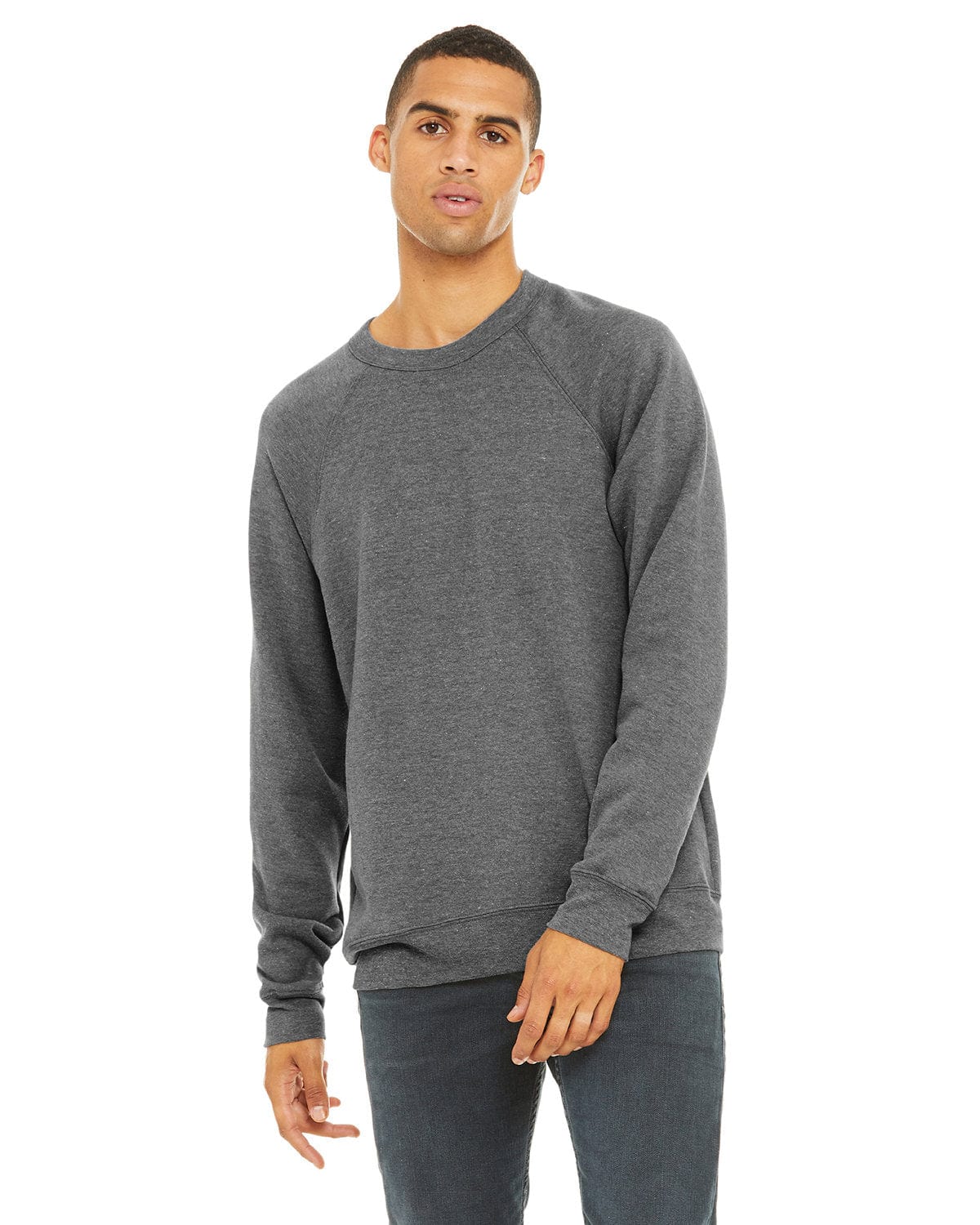Bella+Canvas 3901: Unisex Sponge Fleece Raglan Sweatshirt in Grey Triblend