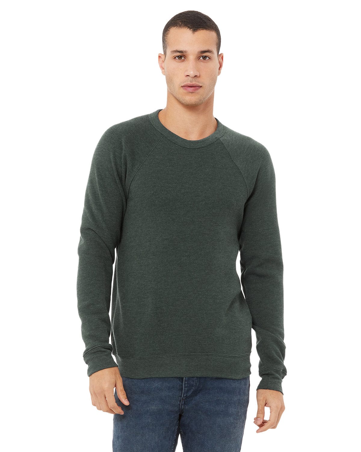 Bella+Canvas 3901: Unisex Sponge Fleece Raglan Sweatshirt in Heather Forest