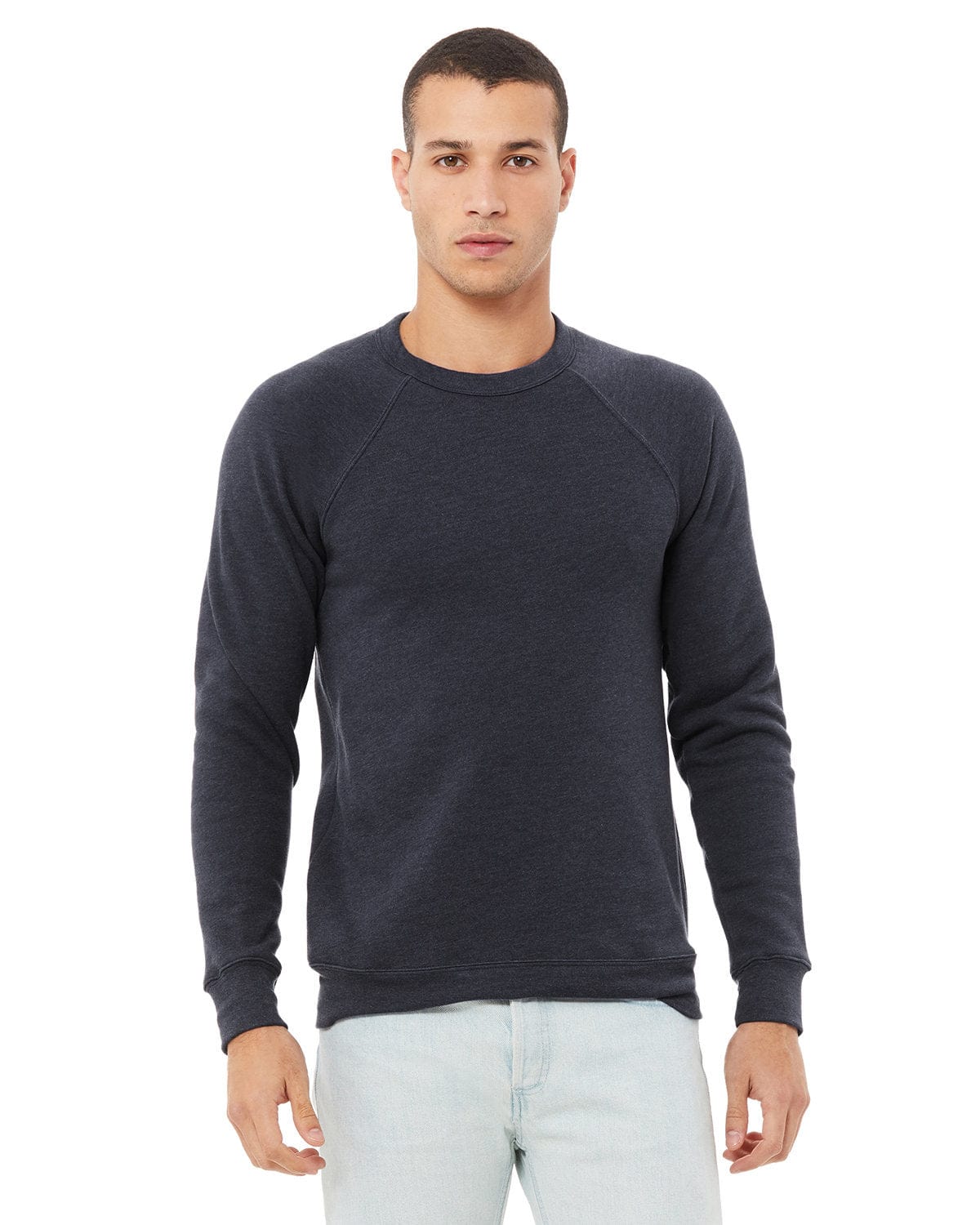 Bella+Canvas 3901: Unisex Sponge Fleece Raglan Sweatshirt in Heather Navy
